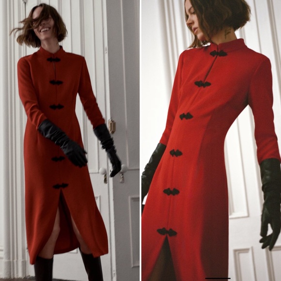 Zara Dresses & Skirts - Zara Red Toggle Dress Blogger Favorite